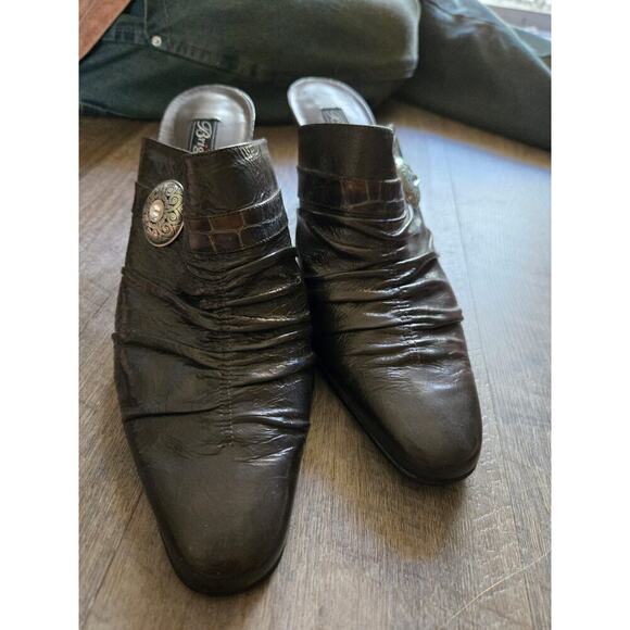 Vintage Brighton Women's Black Mules Size 10M Slip-On Elegant Casual Y2K - Picture 2 of 8